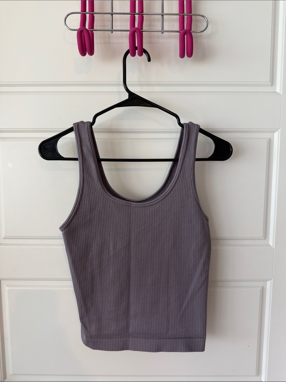 a new day Ribbed Scoop Tank Top - Gray
